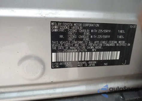 2021 Toyota Venza Xle from USA, damaged, VIN JTEAAAAHXMJ016276